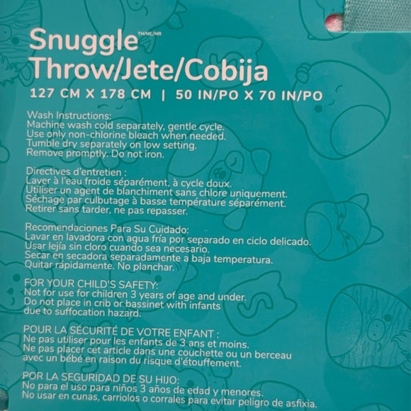 NEW Squishmallow Snuggle Throw Blanket 50" x 70" - Picture 5 of 9